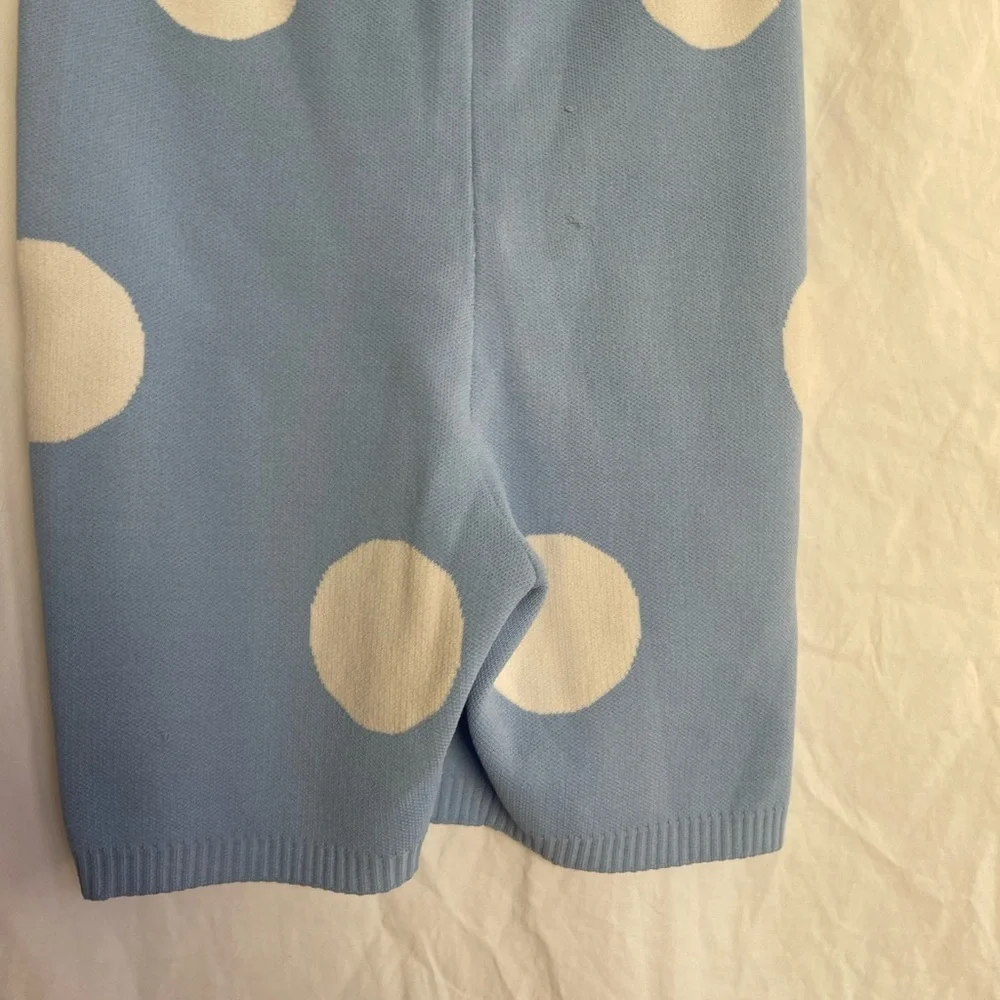 Year of Ours Fairfax Crop Top Skirt Set Blue Polka Dot Retro Preppy Mod Size XS